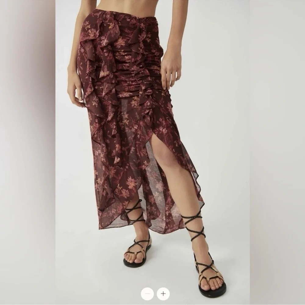 NWT Free People Floral Flounce Around Maxi Skirt 0 - Picture 2 of 13